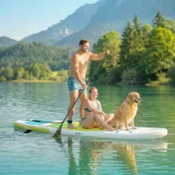 Tabla de Paddle Surf Hinchable 320 cm, con Superficie Antideslizante Remo de Aluminio Ajustable Quilla Bomba y M... - Ogal.Es