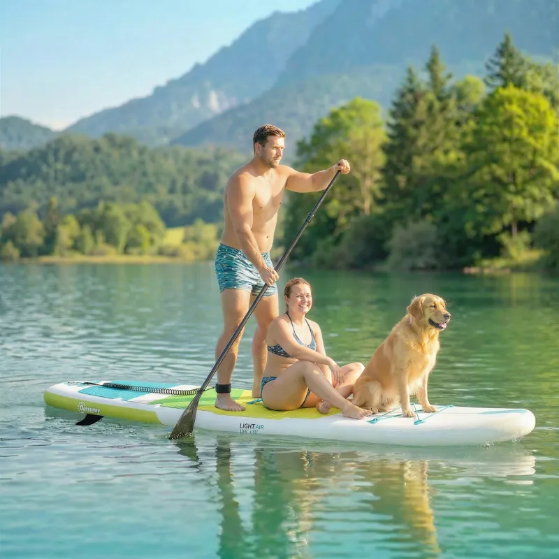 Tabla de Paddle Surf Hinchable 320 cm, con Superficie Antideslizante Remo de Aluminio Ajustable Quilla Bomba y M... - Ogal.Es