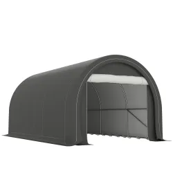 Garaje Exterior para Coche 3x5 m Impermeable con Tejido PE Resistente Marco de Acero Galvanizado UPF30+ Gris - Ogal.Es