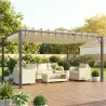 Pérgola de Jardín 3x4 m con Protección UPF30+ Gazebo con Techo Ajustable Estructura de Aluminio para Exterior Crema - Ogal.Es