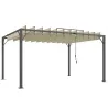 Pérgola de Jardín 3x4 m con Protección UPF30+ Gazebo con Techo Ajustable Estructura de Aluminio para Exterior Crema - Ogal.Es