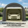 Garaje Exterior para Coche 3x5 m Impermeable con Tejido PE Resistente Marco de Acero Galvanizado UPF30+ Gris - Ogal.Es