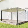 Pérgola de Jardín 3x4 m con Protección UPF30+ Gazebo con Techo Ajustable Estructura de Aluminio para Exterior Crema - Ogal.Es