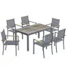 Conjunto de Mesa y Sillas Jardín con Mesa de Plástico PSPC y 6 Sillas Apilables Transpirables para Terraza Patio... - Ogal.Es