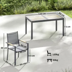 Conjunto de Mesa y Sillas Jardín con Mesa de Plástico PSPC y 6 Sillas Apilables Transpirables para Terraza Patio... - Ogal.Es