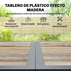Conjunto de Mesa y Sillas Jardín con Mesa de Plástico PSPC y 6 Sillas Apilables Transpirables para Terraza Patio... - Ogal.Es