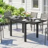 Mesa de Comedor Exterior Extensible 80/160 cm para 4-6 Personas de Aluminio con Tapa de Listones Efecto Madera N... - Ogal.Es