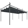 Pérgola de Jardín 6x3 m Gazebo con Techo Retráctil de Poliéster Resistente a los Rayos UV Gris Oscuro - Ogal.Es