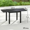 Mesa de Comedor Exterior Extensible 80/160 cm para 4-6 Personas de Aluminio con Tapa de Listones Efecto Madera N... - Ogal.Es