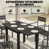 Mesa de Comedor Exterior Extensible 80/160 cm para 4-6 Personas de Aluminio con Tapa de Listones Efecto Madera N... - Ogal.Es