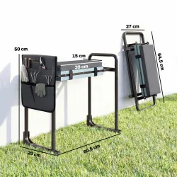 Taburete de Jardín Plegable con Almohadilla de Espuma EVA Asiento de Jardín con Bolsa para Herramientas Gris Oscuro - Ogal.Es