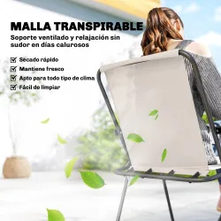 Conjunto de Mesa y Sillas Jardín de 8 Piezas con Sombrilla 6 Sillas Plegables Mesa de Vidrio Templado Crema - Ogal.Es