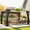 Pérgola de Jardín 3x4 m con Techo Retráctil 4 Laterales de Malla UPF30+ Cenador de Jardín para Patio Exterior Gris - Ogal.Es