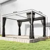 Pérgola de Jardín 3x4 m con Techo Retráctil 4 Laterales de Malla UPF30+ Cenador de Jardín para Patio Exterior Gris - Ogal.Es