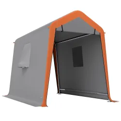 Carpa Garaje Portátil 2,4x1,8 m para Coche Impermeable con Puerta Enrollable con Cremallera Ventanas UPF30+ Gris... - Ogal.Es