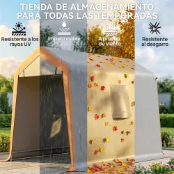 Carpa Garaje Portátil 2,4x1,8 m para Coche Impermeable con Puerta Enrollable con Cremallera Ventanas UPF30+ Gris... - Ogal.Es