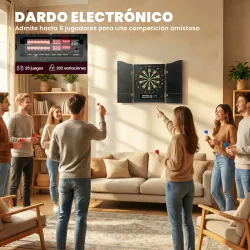 Diana Electrónica con 6 Dardos de Punta Blanda y 24 Puntas de Repuesto 2 Pantallas LED 25 Juegos y 202 Variaciones - Ogal.Es