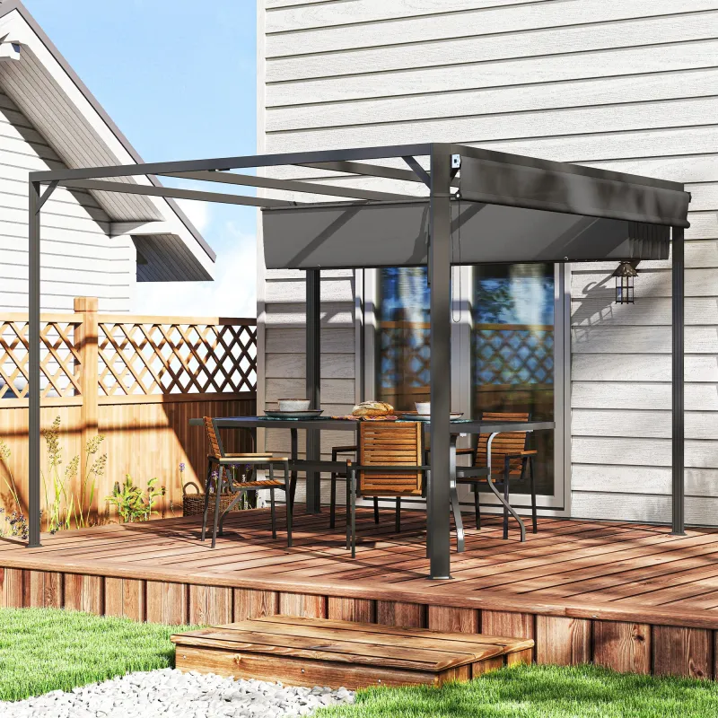 Pérgola de Jardín de Aluminio 3x3 m con Techo Retráctil Lateral Enrollable UPF30+ Cenador de Jardín para Exterio... - Ogal.Es