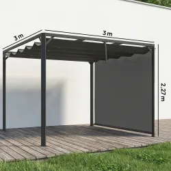 Pérgola de Jardín de Aluminio 3x3 m con Techo Retráctil Lateral Enrollable UPF30+ Cenador de Jardín para Exterio... - Ogal.Es