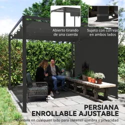 Pérgola de Jardín de Aluminio 3x3 m con Techo Retráctil Lateral Enrollable UPF30+ Cenador de Jardín para Exterio... - Ogal.Es