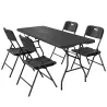 Conjunto de Camping Plegable de 5 Piezas Mesa Plegable Camping con Sillas Tapa Impermeable HDPE y Marco de Metal - Ogal.Es