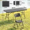 Conjunto de Camping Plegable de 5 Piezas Mesa Plegable Camping con Sillas Tapa Impermeable HDPE y Marco de Metal - Ogal.Es