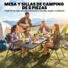 Conjunto de Camping Plegable de 5 Piezas Mesa Plegable Camping con Sillas Tapa Impermeable HDPE y Marco de Metal - Ogal.Es