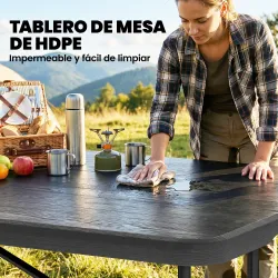 Conjunto de Camping Plegable de 5 Piezas Mesa Plegable Camping con Sillas Tapa Impermeable HDPE y Marco de Metal - Ogal.Es