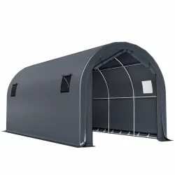 Garaje Exterior para Coche 3x6 m Impermeable con Tejido PE Resistente Marco de Metal Galvanizado UPF 30+ Gris Os... - Ogal.Es