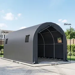 Garaje Exterior para Coche 3x6 m Impermeable con Tejido PE Resistente Marco de Metal Galvanizado UPF 30+ Gris Os... - Ogal.Es