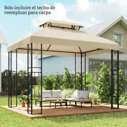 Toldo de Recambio 4x3 m con Techo Doble Orificios de Drenaje y Protección UV Solo Toldo NO Incluye Marco Blanco ... - Ogal.Es