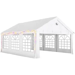 Carpa para Fiestas 4x6 m Carpa de Jardín con Luces LED Paredes Extraíbles 2 Puertas y Ventanas UPF30+ para Boda ... - Ogal.Es