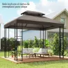 Toldo de Recambio 4x3 m con Techo Doble Orificios de Drenaje y Protección UV Solo Toldo NO Incluye Marco Marrón - Ogal.Es