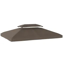 Toldo de Recambio 4x3 m con Techo Doble Orificios de Drenaje y Protección UV Solo Toldo NO Incluye Marco Marrón - Ogal.Es