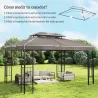 Toldo de Recambio 4x3 m con Techo Doble Orificios de Drenaje y Protección UV Solo Toldo NO Incluye Marco Marrón - Ogal.Es