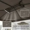 Toldo de Recambio 4x3 m con Techo Doble Orificios de Drenaje y Protección UV Solo Toldo NO Incluye Marco Marrón - Ogal.Es