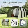 Tienda de Campaña Inflable Tipo Túnel para 3-6 Personas con Vestíbulo Ventanas de Malla y Bolsa Impermeable Verd... - Ogal.Es