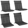 Set de 4 Cojines para Sillas de Jardín Impermeables y Antideslizantes con Respaldo Correas 112x53 cm Gris Oscuro - Ogal.Es
