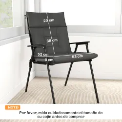 Set de 4 Cojines para Sillas de Jardín Impermeables y Antideslizantes con Respaldo Correas 112x53 cm Gris Oscuro - Ogal.Es