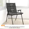 Set de 4 Cojines para Sillas de Jardín Impermeables y Antideslizantes con Respaldo Correas 112x53 cm Gris Oscuro - Ogal.Es