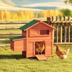 Gallinero para Exterior de Madera 113,5x67,5x95,5 cm Gallinero con Nido Bandeja Extraíble Techo Impermeable Perchas - Ogal.Es