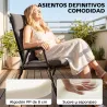 Set de 4 Cojines para Sillas de Jardín Impermeables y Antideslizantes con Respaldo Correas 112x53 cm Gris Oscuro - Ogal.Es