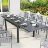 Mesa de Comedor Exterior Extensible 135/270 cm para 6-10 Personas de Aluminio con Tapa de Listones Gris Oscuro - Ogal.Es