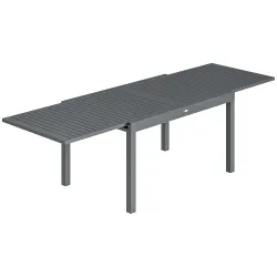 Mesa de Comedor Exterior Extensible 135/270 cm para 6-10 Personas de Aluminio con Tapa de Listones Gris Oscuro - Ogal.Es