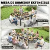 Mesa de Comedor Exterior Extensible 135/270 cm para 6-10 Personas de Aluminio con Tapa de Listones Gris Oscuro - Ogal.Es