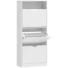 Zapatero Estrecho con 3 Cajones Abatibles Estantes Ajustables y Compartimento Abierto Capacidad para 12-18 Pares... - Ogal.Es