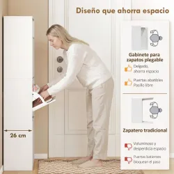 Zapatero Estrecho con 3 Cajones Abatibles Estantes Ajustables y Compartimento Abierto Capacidad para 12-18 Pares... - Ogal.Es