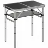 Mesa Plegable Camping 60x40x60 cm con Altura Ajustable en 4 Niveles Red de Almacenamiento Marco de Aluminio Negro - Ogal.Es