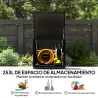 Baúl de Almacenaje Exterior de Ratán de 253L con Varilla Hidráulica Forro con Cremallera y Marco de Acero Negro - Ogal.Es
