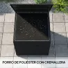 Baúl de Almacenaje Exterior de Ratán de 253L con Varilla Hidráulica Forro con Cremallera y Marco de Acero Negro - Ogal.Es